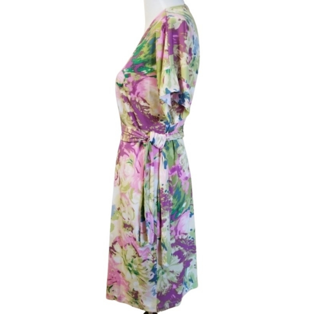 🆕️⬇️🎉HOST PICK🎉 BCBGMaxAzria Pink Floral Watercolor Wrap Dress - Picture 5 of 8
